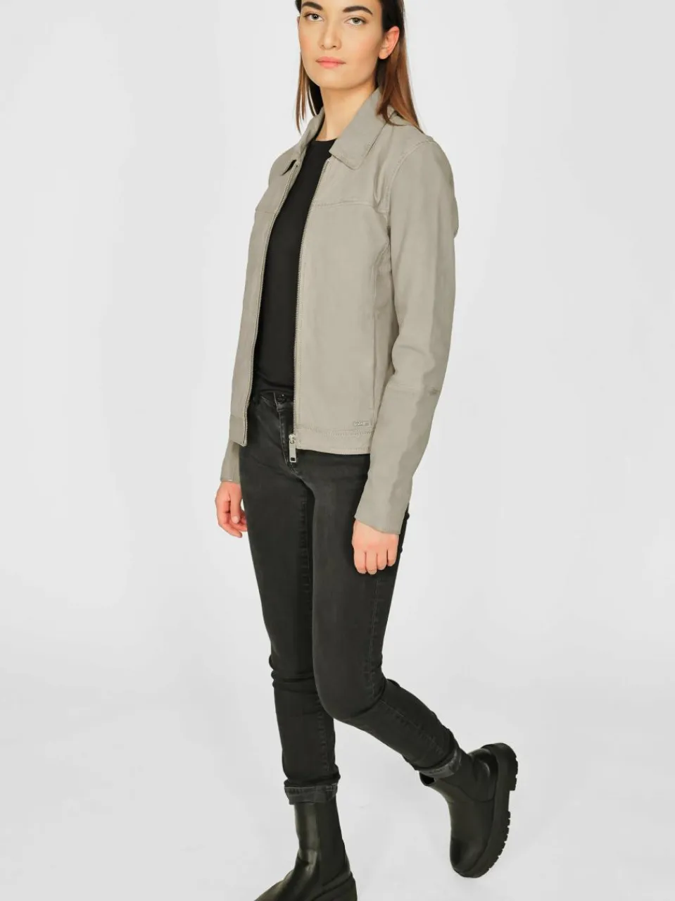 Maze Jacken & Westen<Damen Lederjacke grau uni