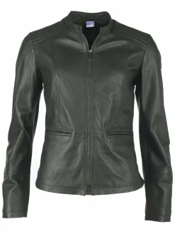 JCC Jacken & Westen<Damen Lederjacke grün uni
