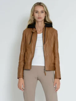 Mustang Blazer<Damen Lederjacke cognac uni