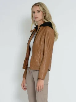 Mustang Blazer<Damen Lederjacke cognac uni