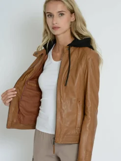 Mustang Blazer<Damen Lederjacke cognac uni