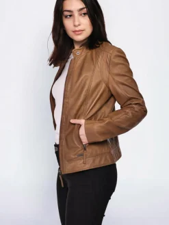 Mustang Jacken & Westen<Damen Lederjacke cognac uni