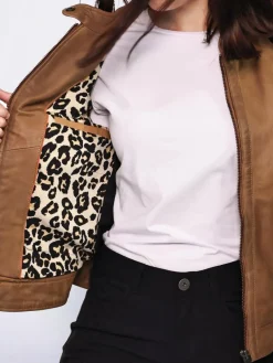 Mustang Jacken & Westen<Damen Lederjacke cognac uni