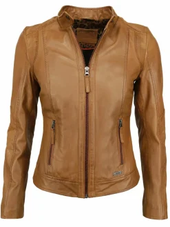 Mustang Jacken & Westen<Damen Lederjacke cognac uni