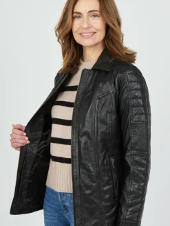 JCC Jacken & Westen<Damen Lederjacke schwarz uni