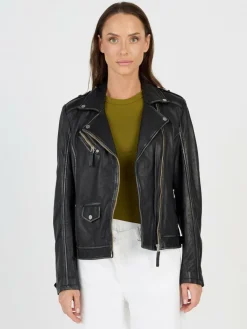 JCC Jacken & Westen<Damen Lederjacke schwarz uni