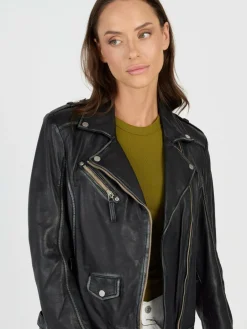 JCC Jacken & Westen<Damen Lederjacke schwarz uni