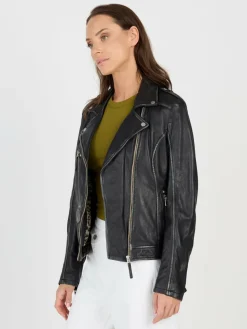 JCC Jacken & Westen<Damen Lederjacke schwarz uni