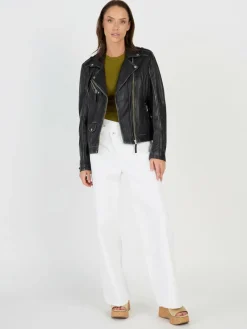 JCC Jacken & Westen<Damen Lederjacke schwarz uni