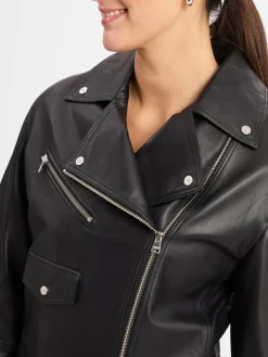 HUGO Jacken & Westen<Damen Lederjacke - Laridas schwarz uni