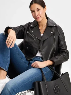 HUGO Jacken & Westen<Damen Lederjacke - Laridas schwarz uni