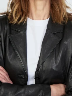 JCC Jacken & Westen<Damen Ledermantel schwarz uni