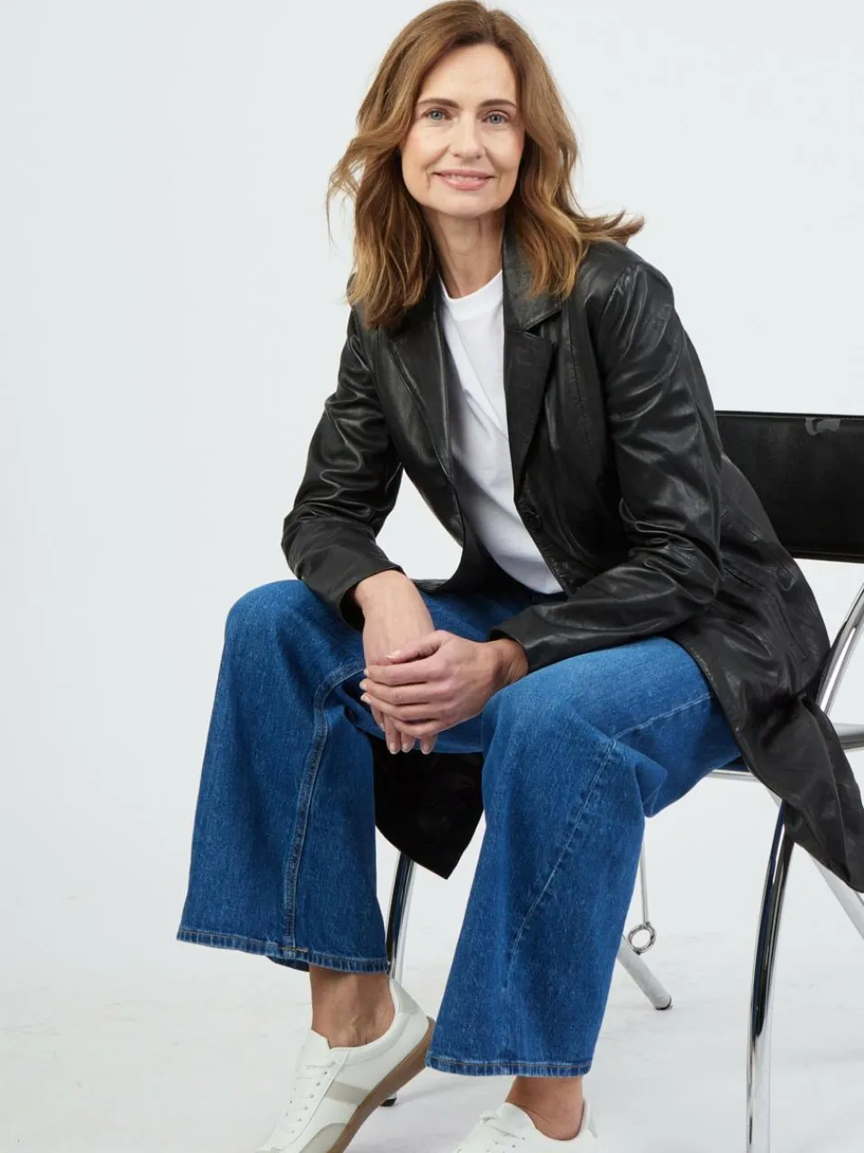 JCC Jacken & Westen<Damen Ledermantel schwarz uni