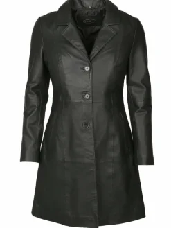 JCC Jacken & Westen<Damen Ledermantel schwarz uni