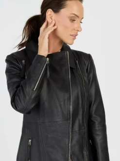 JCC Jacken & Westen<Damen Ledermantel schwarz uni