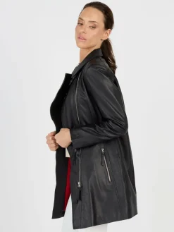 JCC Jacken & Westen<Damen Ledermantel schwarz uni