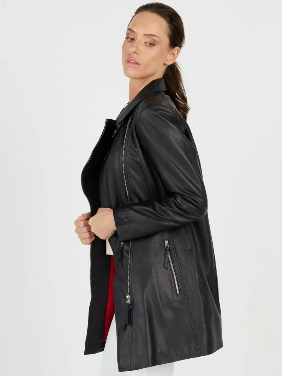 JCC Jacken & Westen<Damen Ledermantel schwarz uni