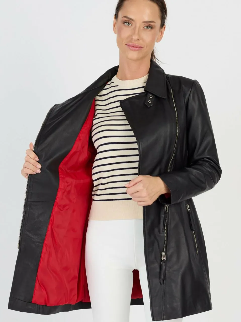 JCC Jacken & Westen<Damen Ledermantel schwarz uni