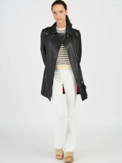 JCC Jacken & Westen<Damen Ledermantel schwarz uni