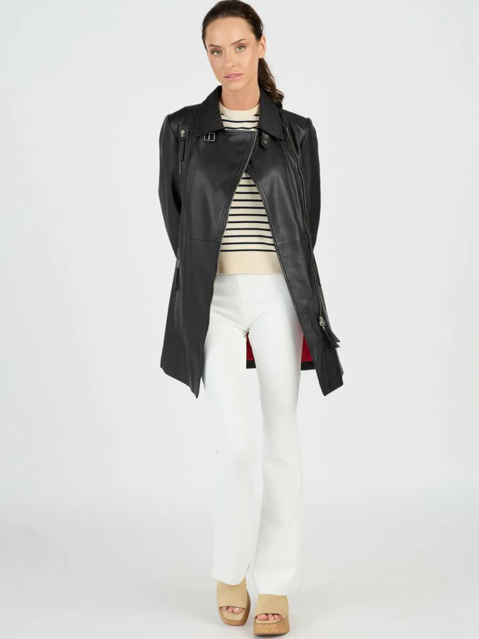 JCC Jacken & Westen<Damen Ledermantel schwarz uni