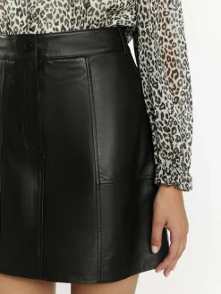 Faina Röcke<Damen Lederrock schwarz uni