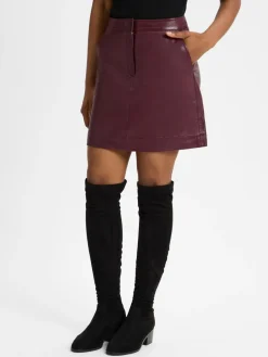 Y.A.S Röcke<Damen Lederrock - Yaslyma bordeaux uni