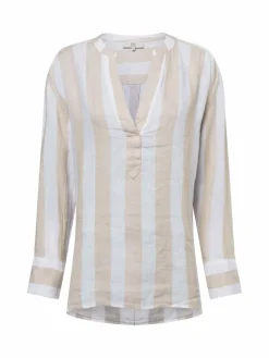 Ipuri Essentials Blusen<Damen Leinenbluse beige ecru gestreift