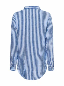 Franco Callegari Blusen<Damen Leinenbluse weiß blau gestreift