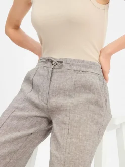 Opus Hosen<Damen Leinenhose - Maikito khaki beige meliert