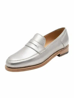 Henry Stevens Slipper<Damen Loafer – Lee PL silber uni