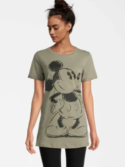 Course Shirts & Tops<Damen Longshirt - Mickey Mouse khaki bedruckt