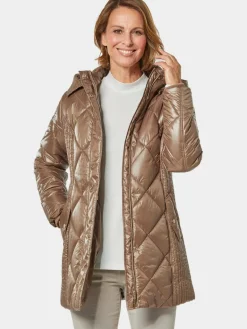 Damen Goldner Jacken & Westen>Damen Longsteppjacke - Longsteppjacke mit hübschem Innenfutter
