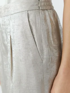 Oui Hosen<Damen Marlenehose silber uni