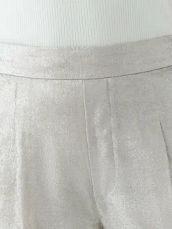 Oui Hosen<Damen Marlenehose silber uni