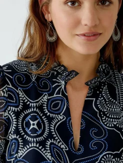 Oui Kleider<Damen Maxikleid blau gemustert