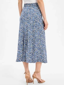 Olsen Röcke<Damen Maxirock blau mehrfarbig gemustert