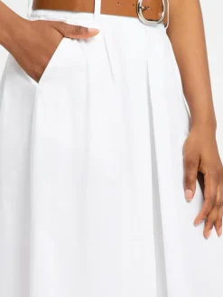 zero Röcke<Damen Maxirock weiß braun uni