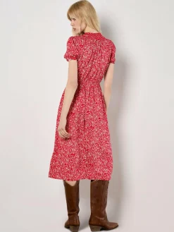 Apricot Kleider<Damen Midikleid rot gemustert