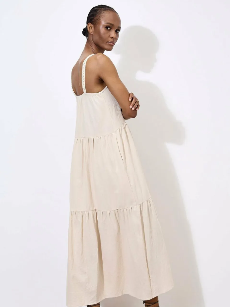 Apricot Kleider<Damen Midikleid beige uni