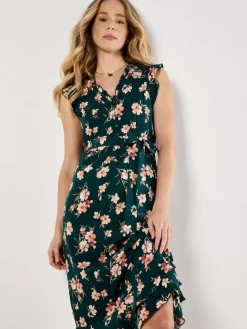 Apricot Kleider<Damen Midikleid grün gemustert