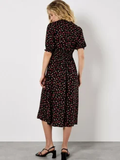 Apricot Kleider<Damen Midikleid orange gemustert