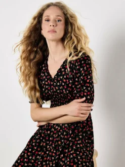 Apricot Kleider<Damen Midikleid orange gemustert