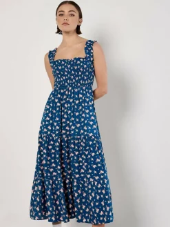 Apricot Kleider<Damen Midikleid blau gemustert