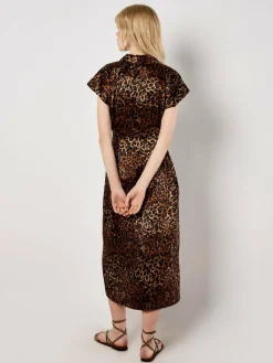 Apricot Kleider<Damen Midikleid braun gemustert