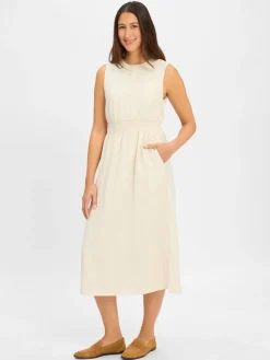 Msch Copenhagen Kleider<Damen Midikleid mit Leinen-Anteil - MSCHDisa beige meliert