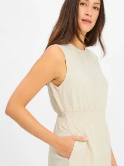 Msch Copenhagen Kleider<Damen Midikleid mit Leinen-Anteil - MSCHDisa beige meliert
