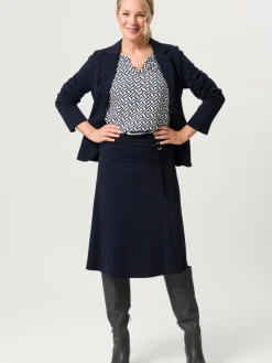 Frank Walder Röcke<Damen Midirock marine blau uni