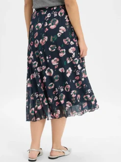 Nümph Röcke<Damen Midirock - Numilina marine rosa gemustert