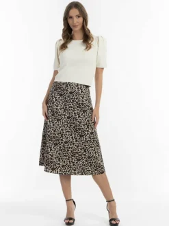 Damen Faina Röcke>Damen Midirock mit Leo-Print