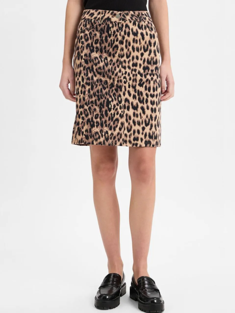 Marie Lund Röcke<Damen Mini-Jeansrock camel schwarz gemustert